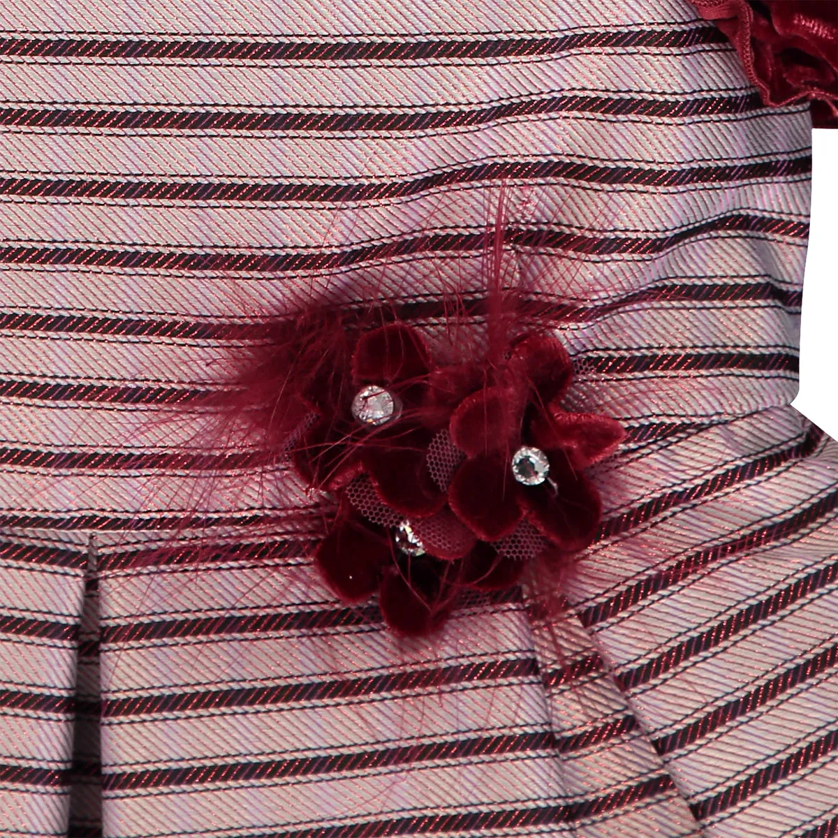 Girl Burgundy Sparkly Stripe Dress