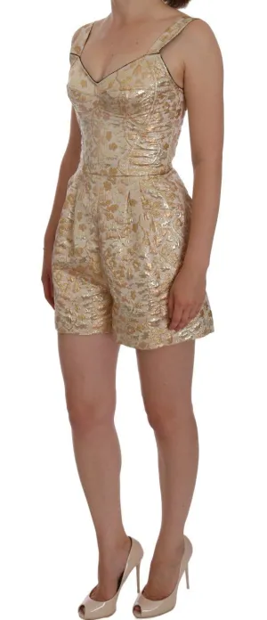 Gold Jacquard Romper Dress