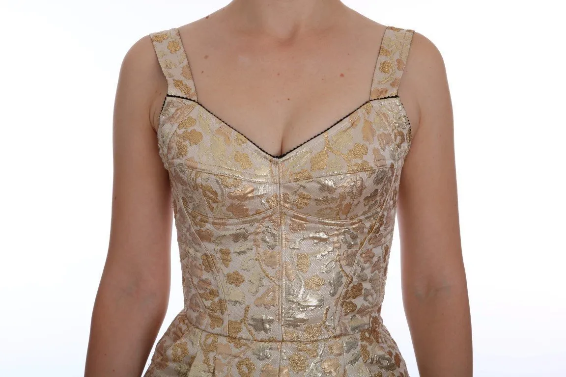 Gold Jacquard Romper Dress