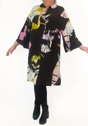 Gorman brown silk mix print half sleeve dress size 16