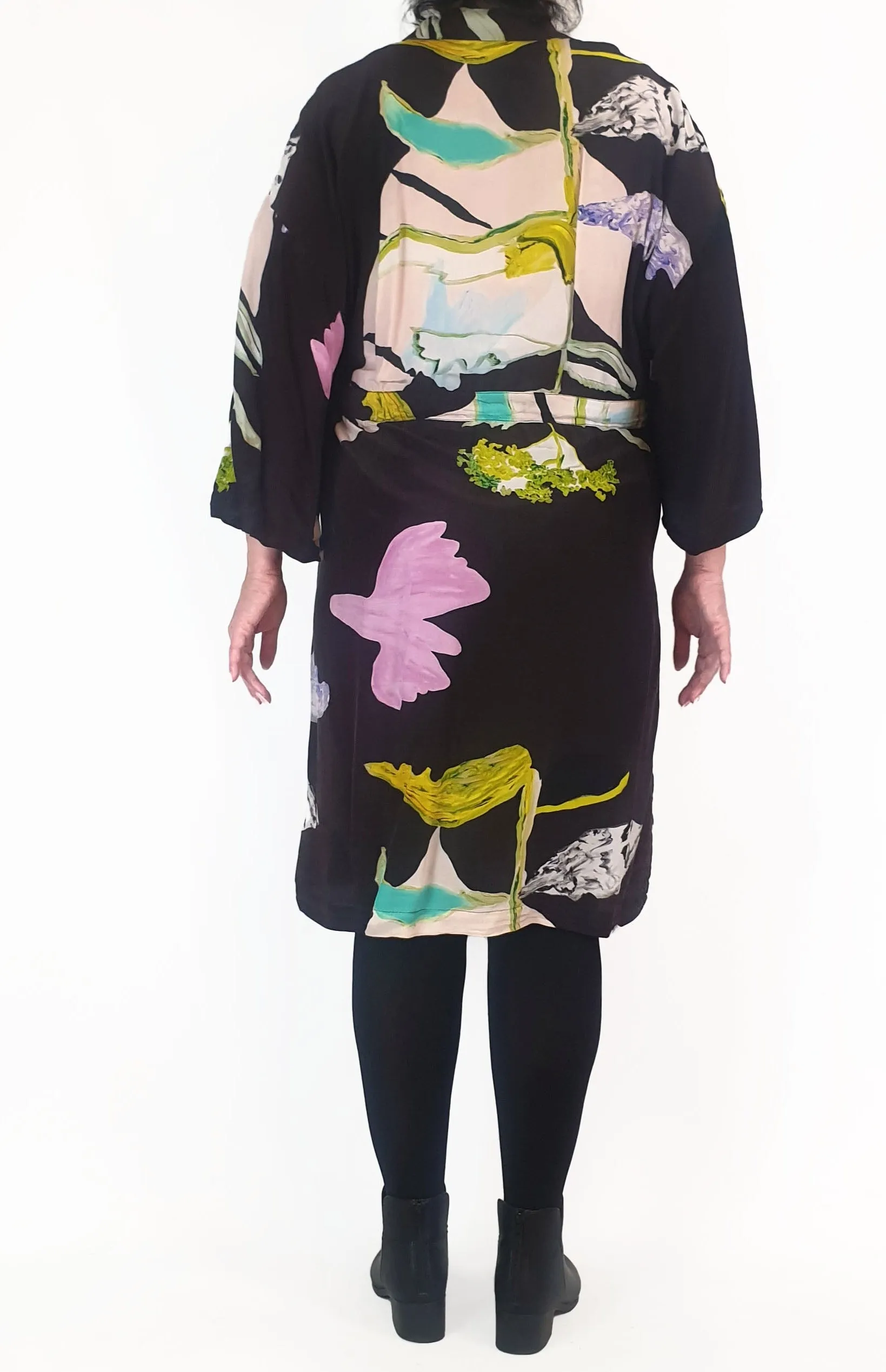 Gorman brown silk mix print half sleeve dress size 16