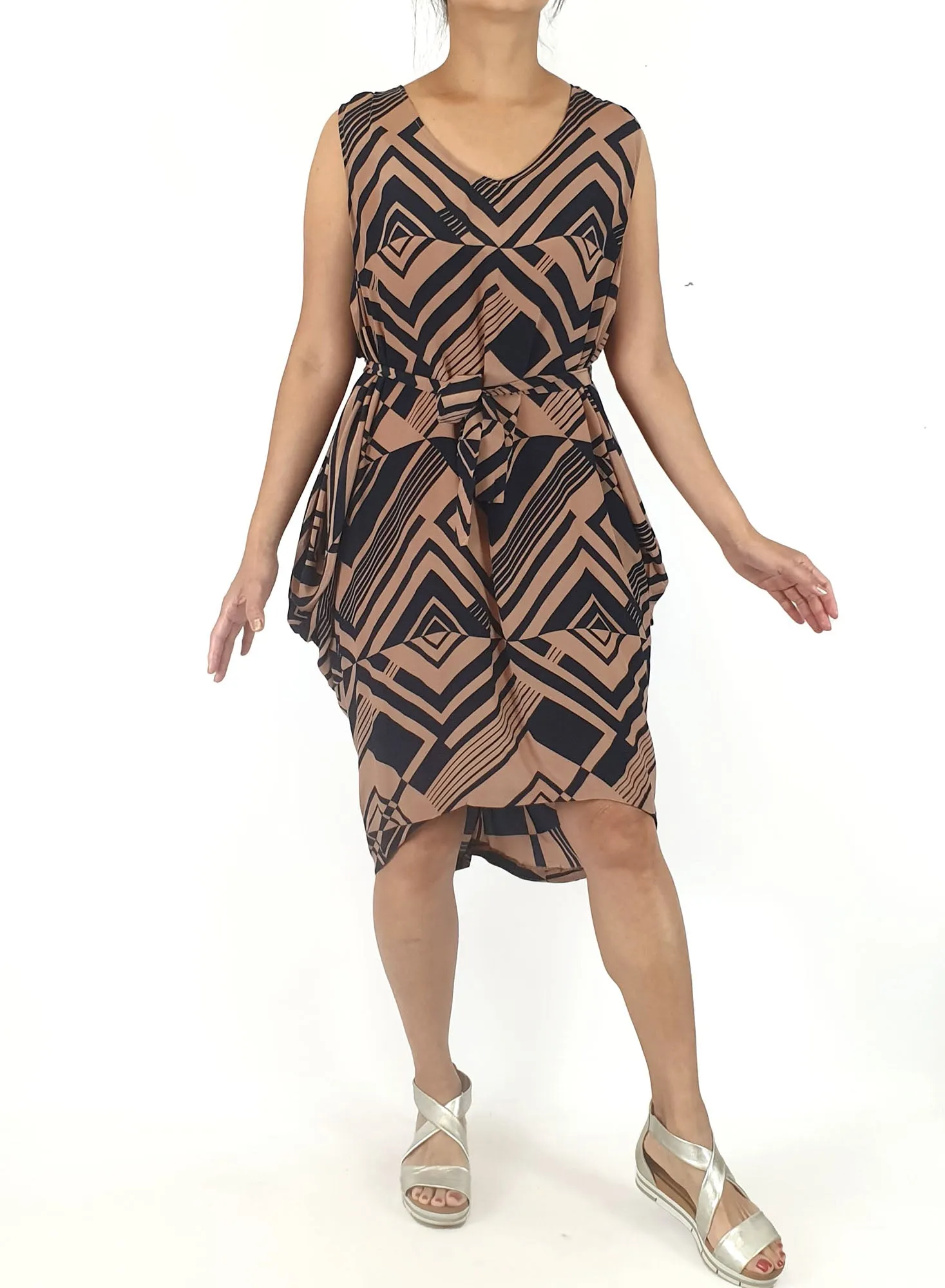 Gorman silk black and brown dress size 12 (tiny fit, best fits 10)