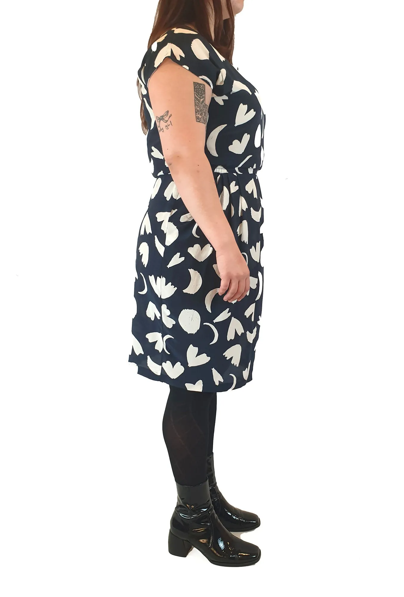 Gorman silk navy dress with symbol print size 14