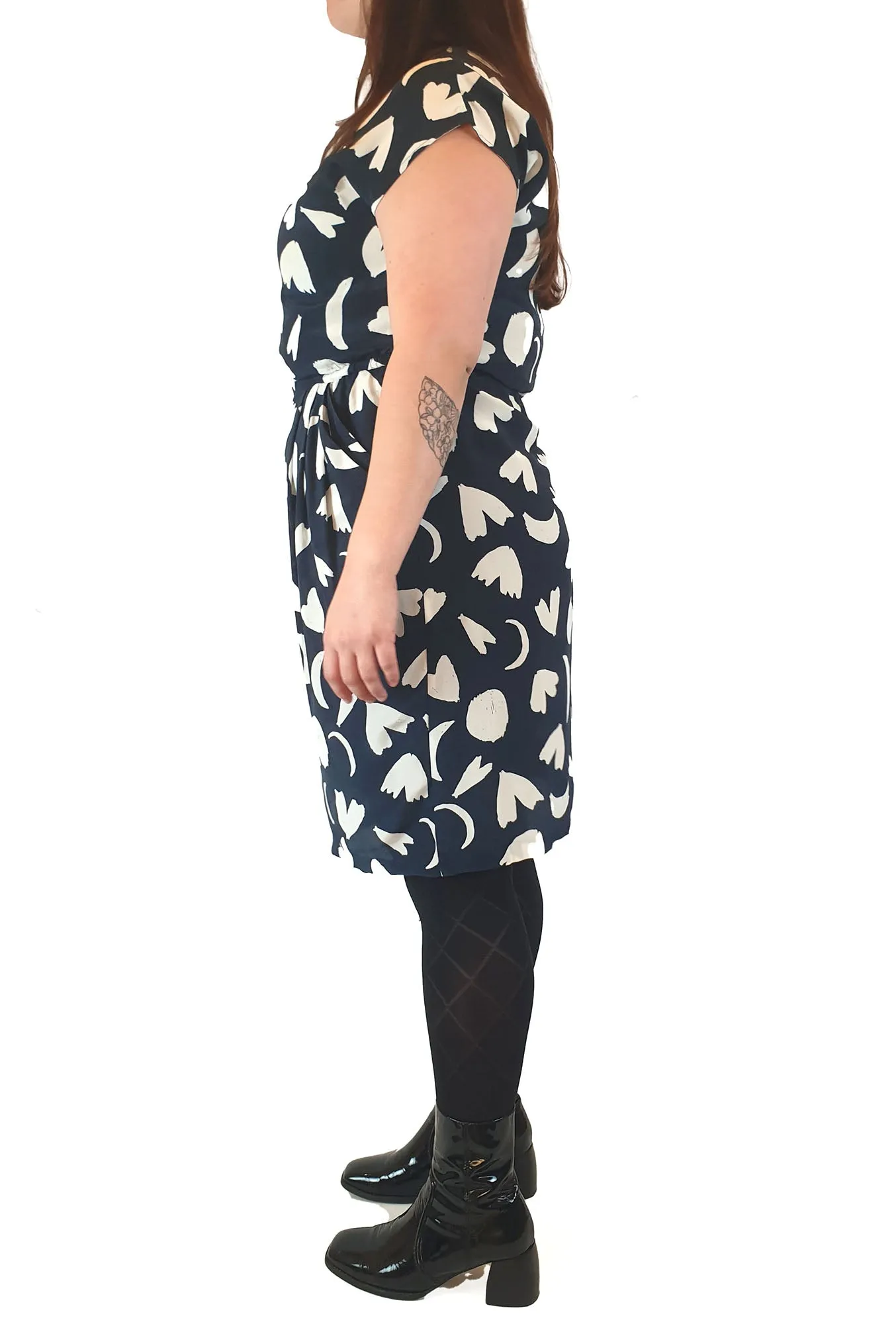 Gorman silk navy dress with symbol print size 14