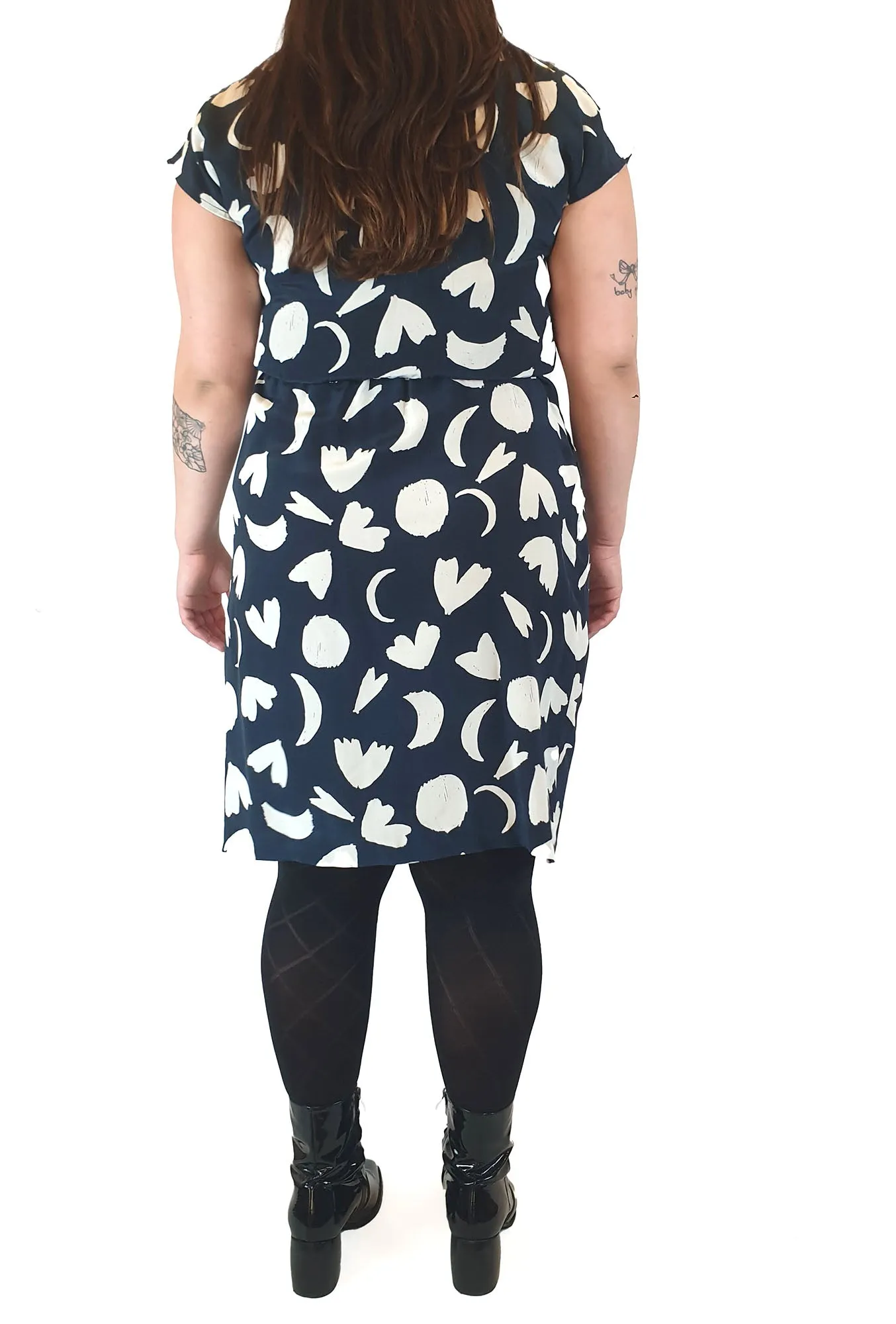 Gorman silk navy dress with symbol print size 14