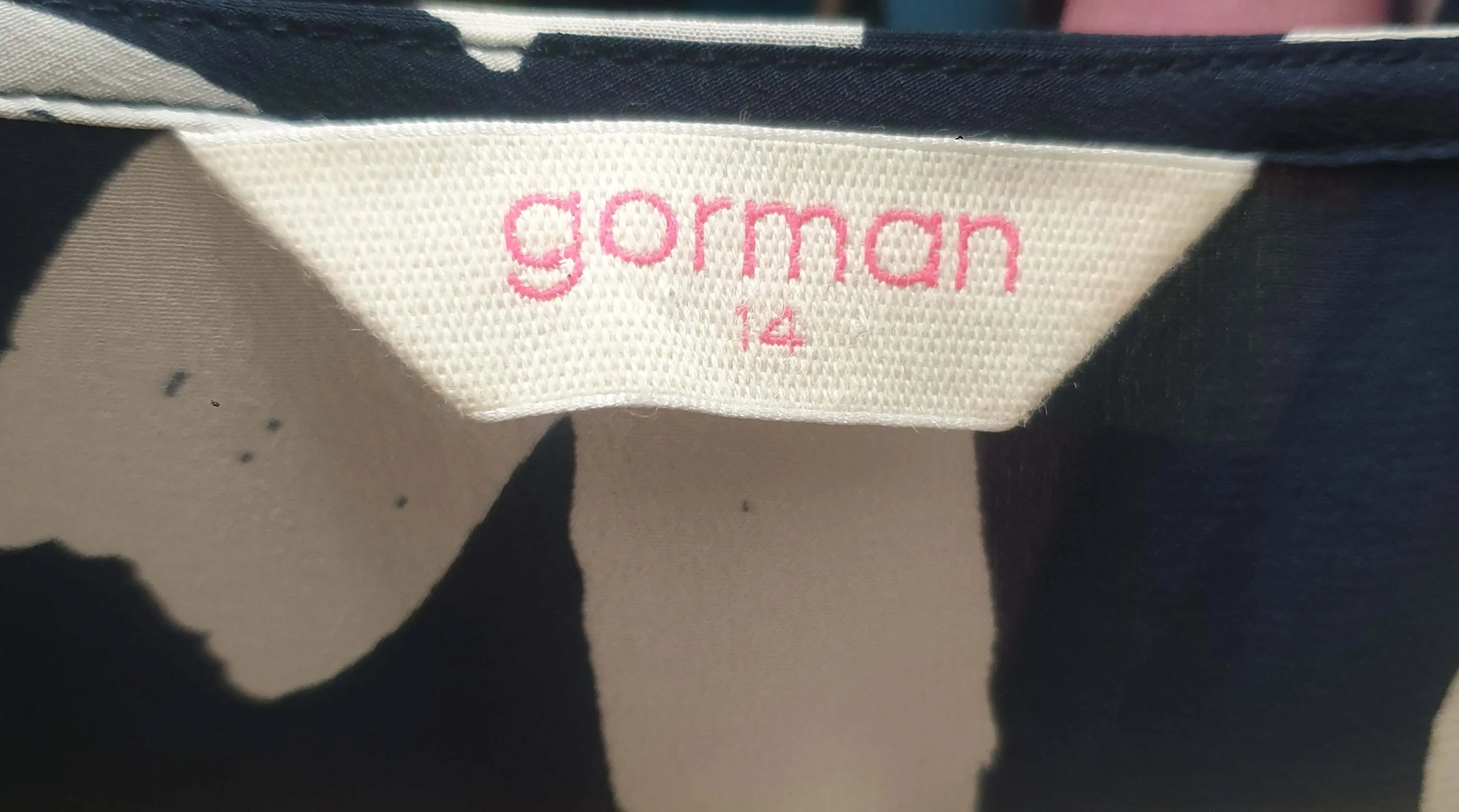 Gorman silk navy dress with symbol print size 14