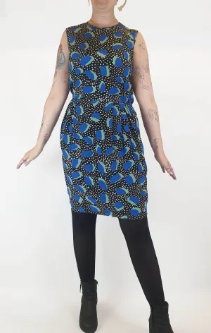 Gorman unqiue blue splodge print 100% silk dress size 12