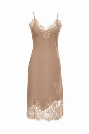 Grace Lace Silk Dress - Dune Sand