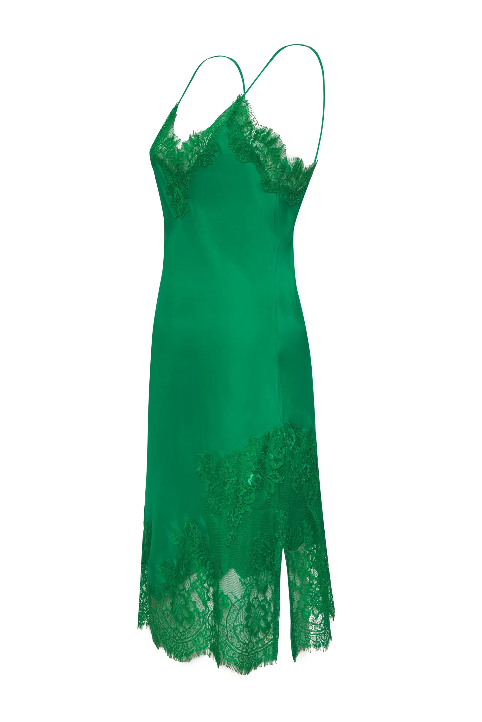 Grace Lace Silk Dress Tourmaline Green