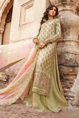 Green Pista Raw Silk Salwar Kameez Pakistani Party Dresses