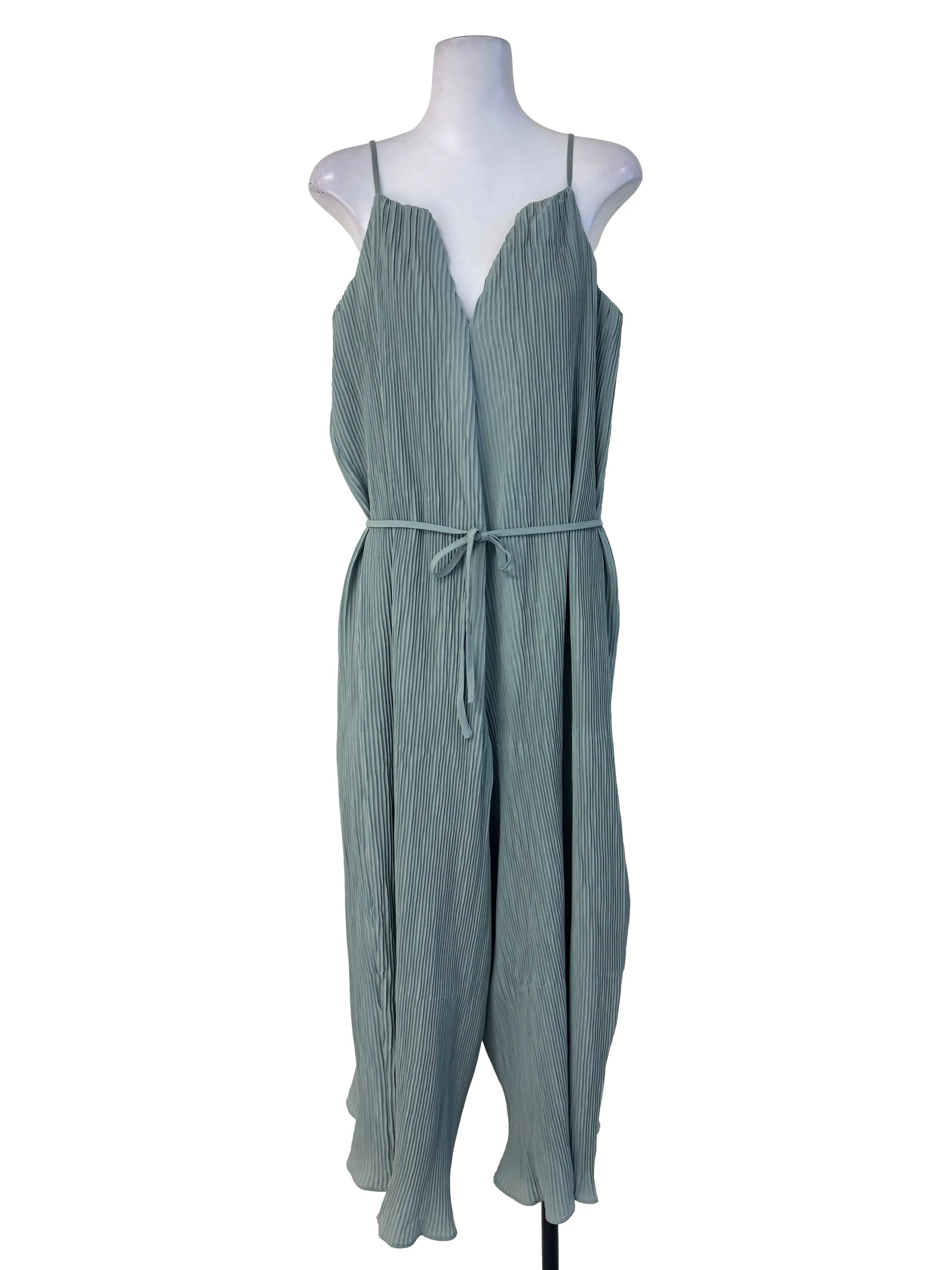 Green Pleated Jumpsuits
