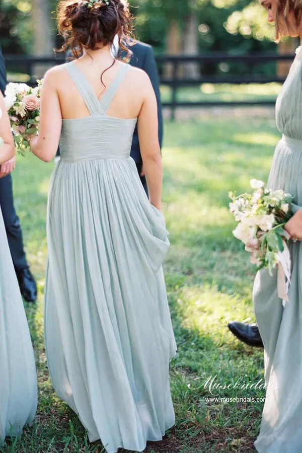 Grey Chiffon Classic A-line Bridesmaid Dresses, Maid Of Honor Dresses, MBD237