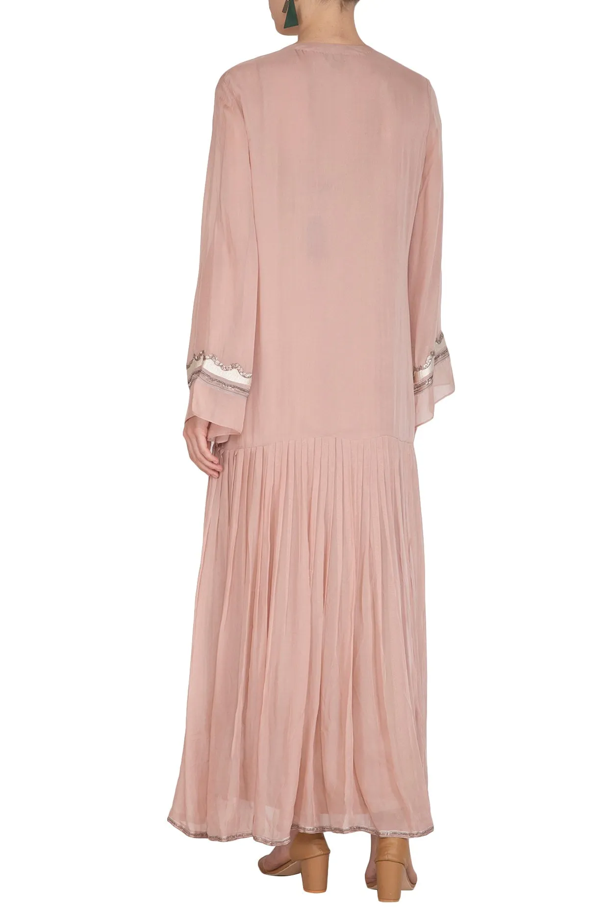 Icy Peach Embroidered Kurta With Inner Dress