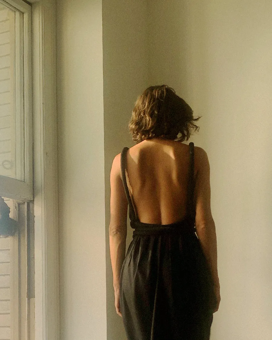 Infinite Rope Jumpsuit Raw Silk Noil Black Kohl {Made to Order}