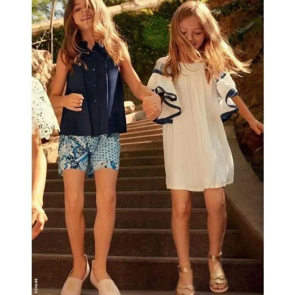 Ivory & Blue Silk Dress