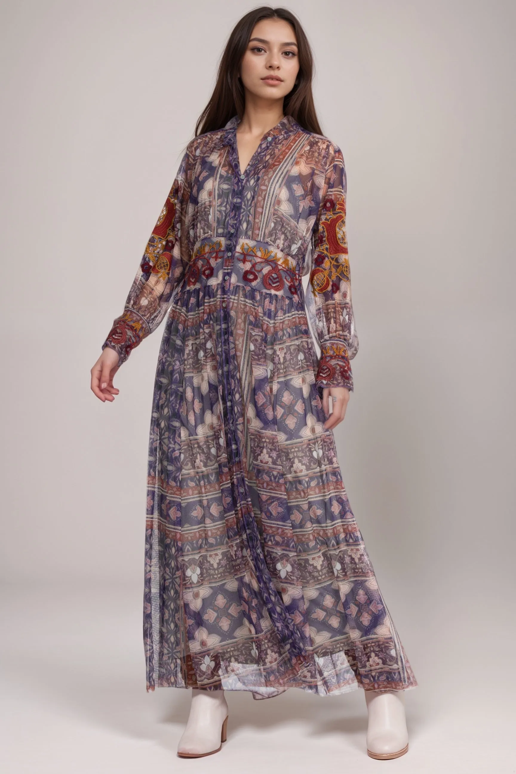 Johnny Was Biya Duana Mesh Maxi Dress B32022