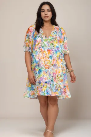 Johnny Was Jade Margareta Floral Silk Mini Dress L38024 Plus Size