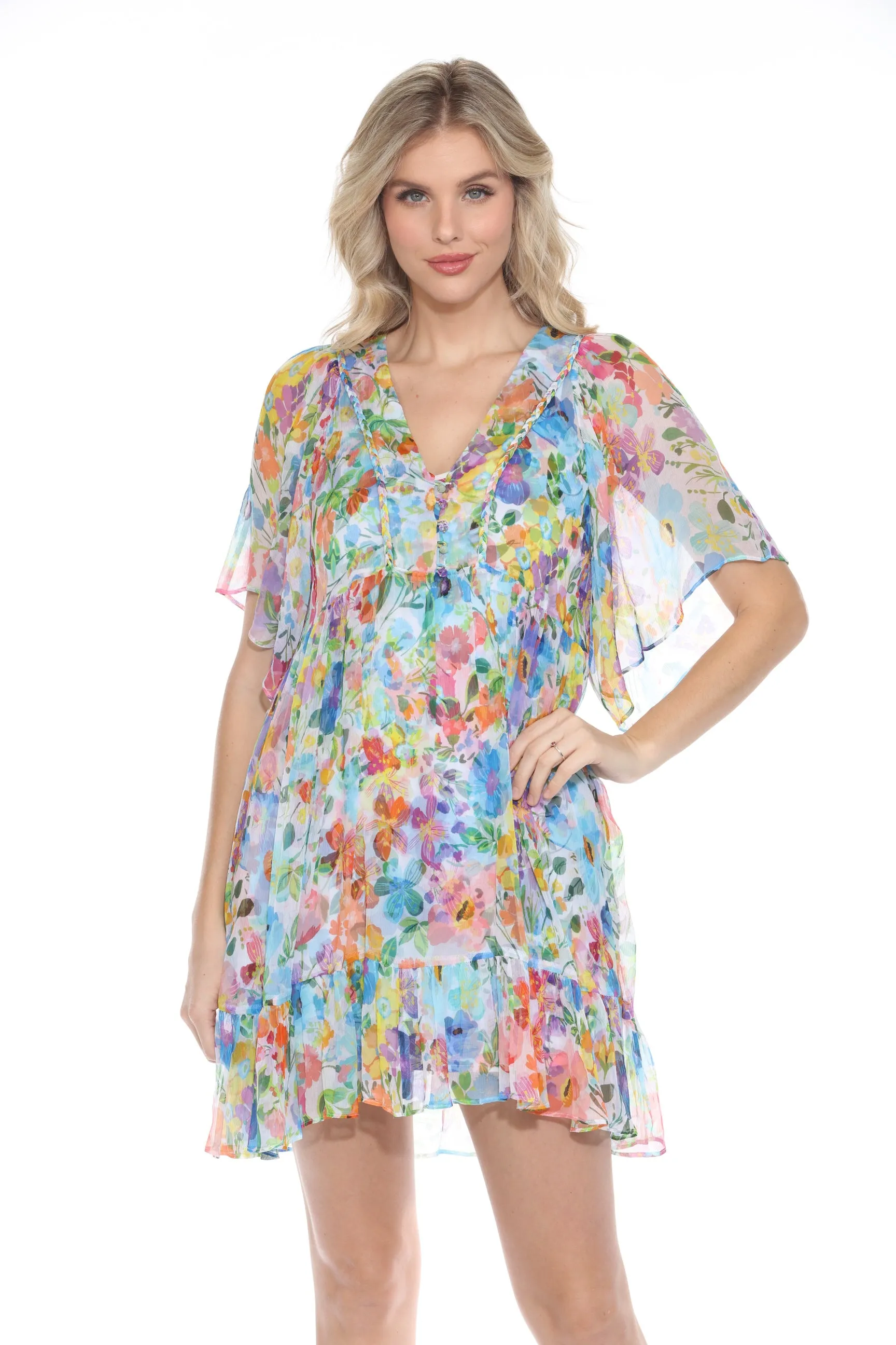 Johnny Was Jade Margareta Floral Silk Mini Dress L38024