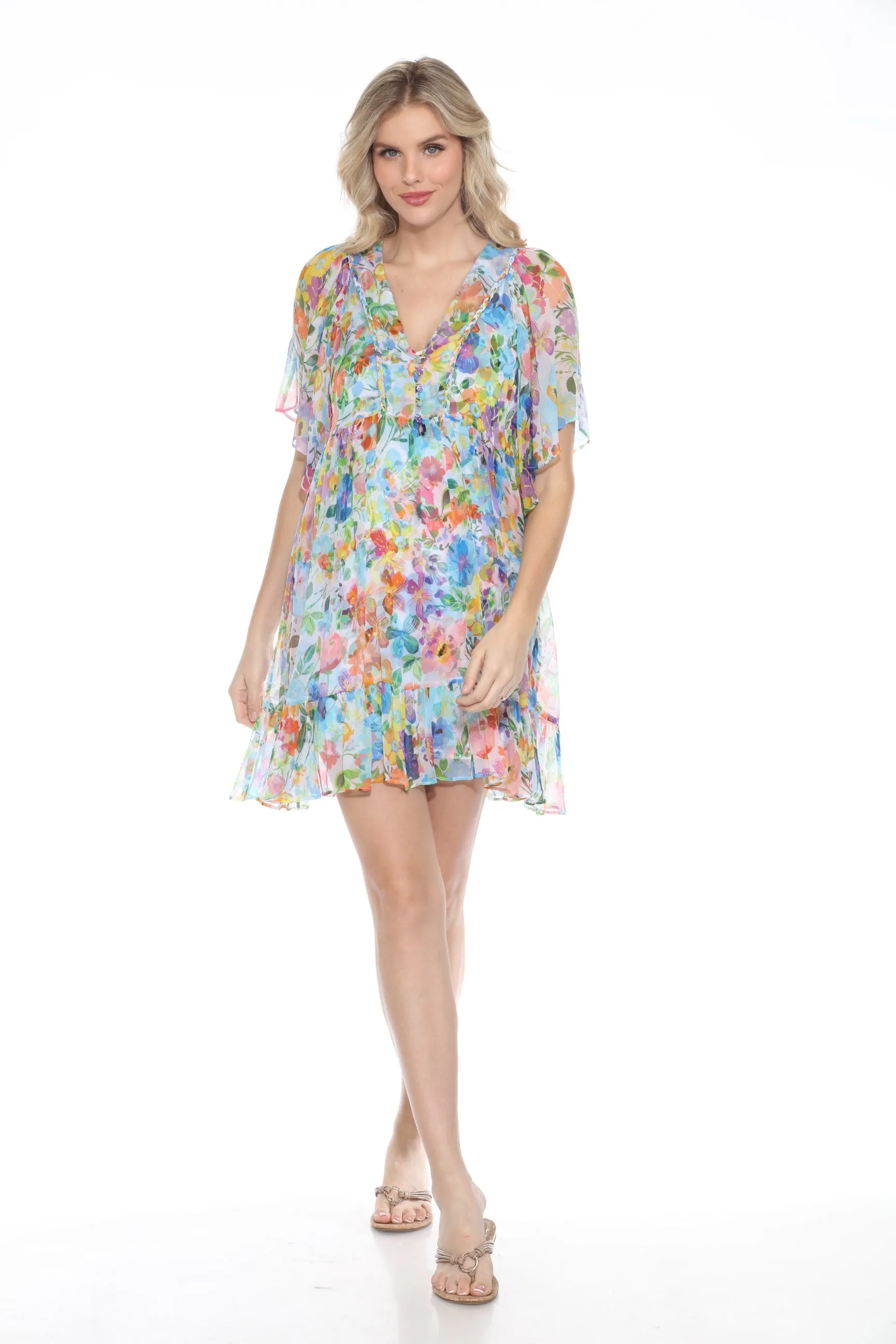 Johnny Was Jade Margareta Floral Silk Mini Dress L38024