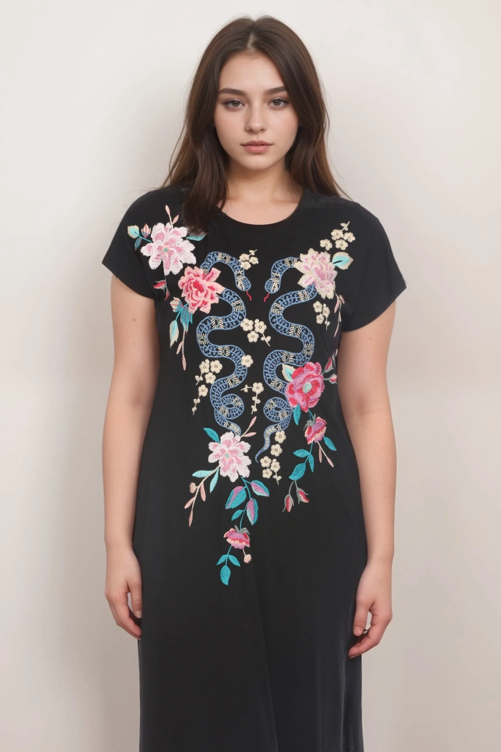 Johnny Was JWLA Black Edie Relaxed Knit Dress J32224 Plus Size