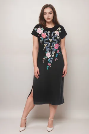 Johnny Was JWLA Black Edie Relaxed Knit Dress J32224 Plus Size