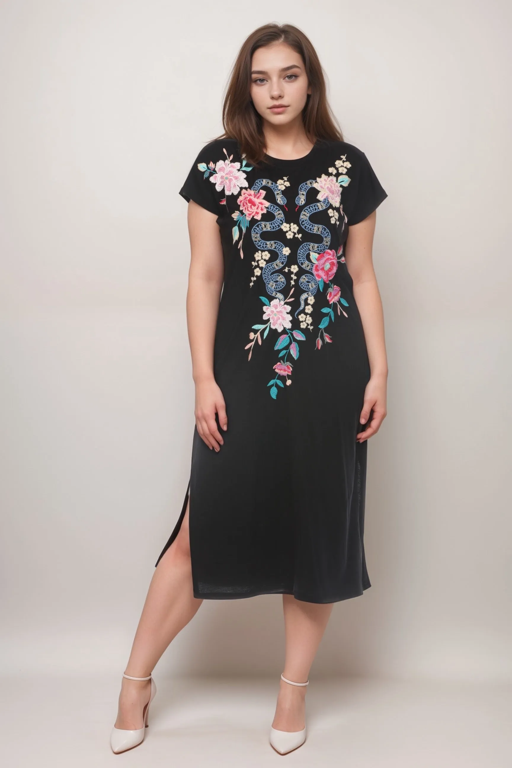 Johnny Was JWLA Black Edie Relaxed Knit Dress J32224 Plus Size
