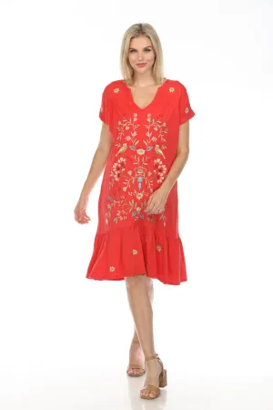 Johnny Was JWLA Red Clara Trapeze Dress Boho Chic J38823