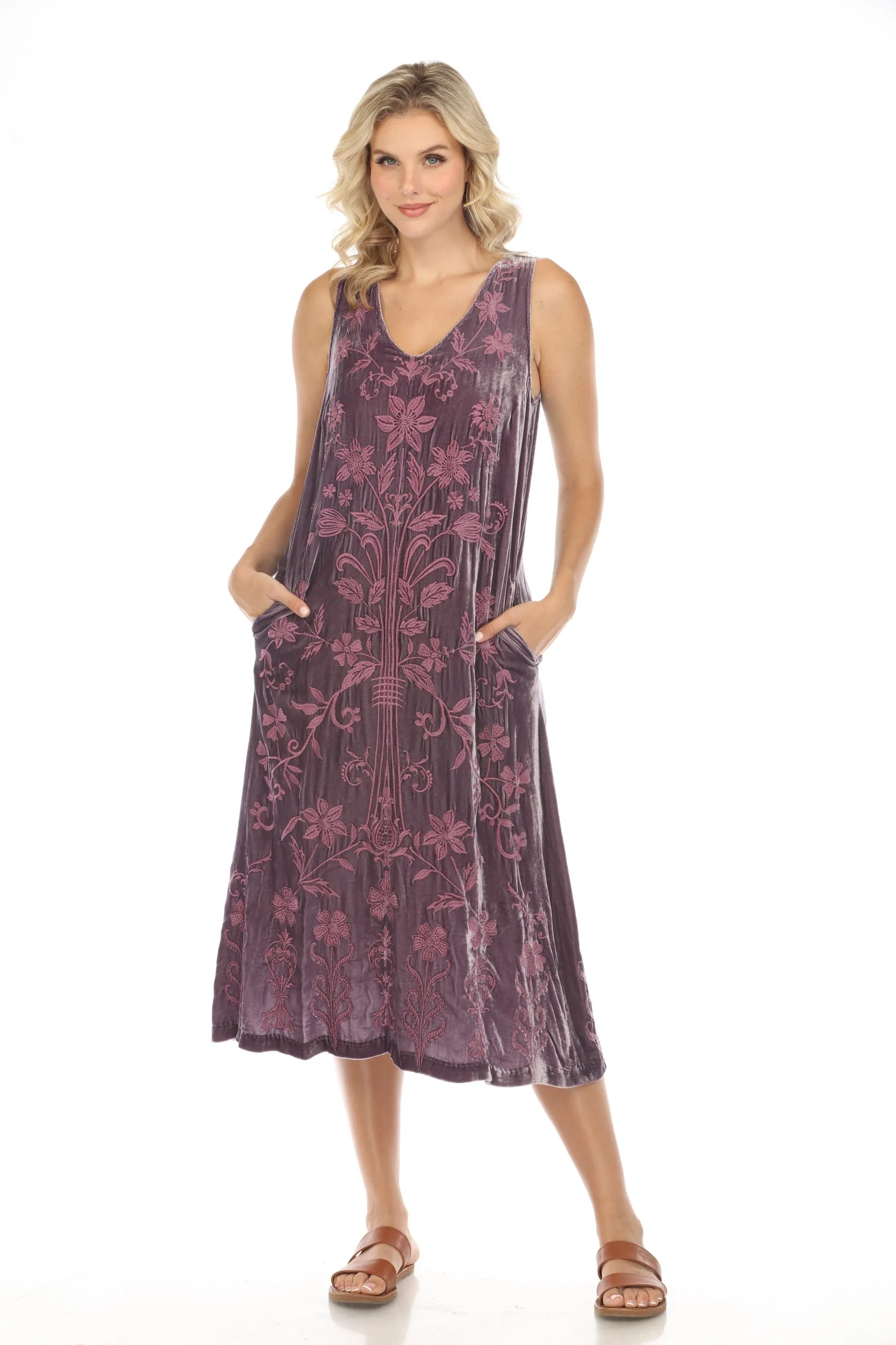 Johnny Was JWLA Talithia Velvet V-Neck Midi Tank Dress J33124 *