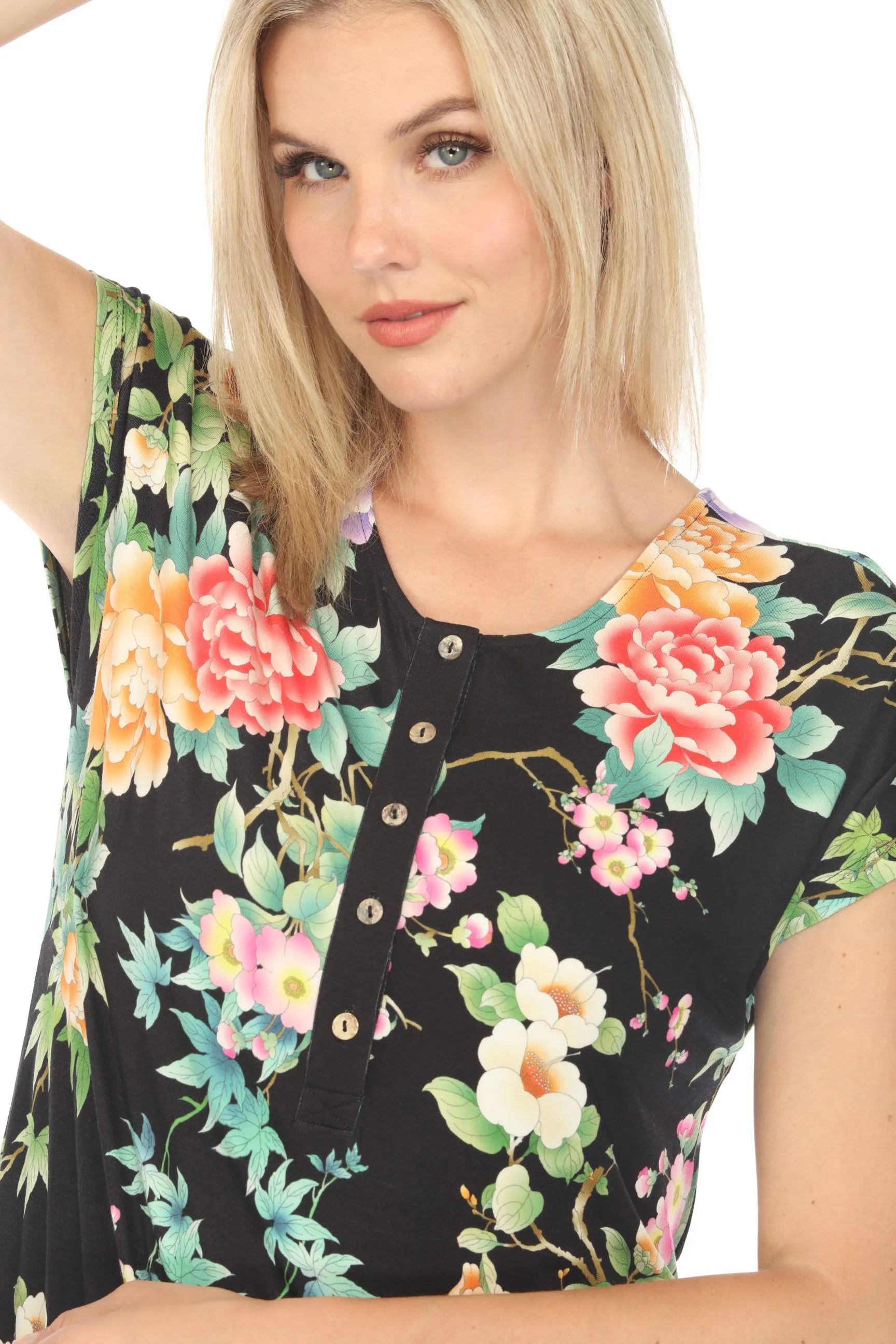 Johnny Was Le Jardin Henley Midi Dress T36124