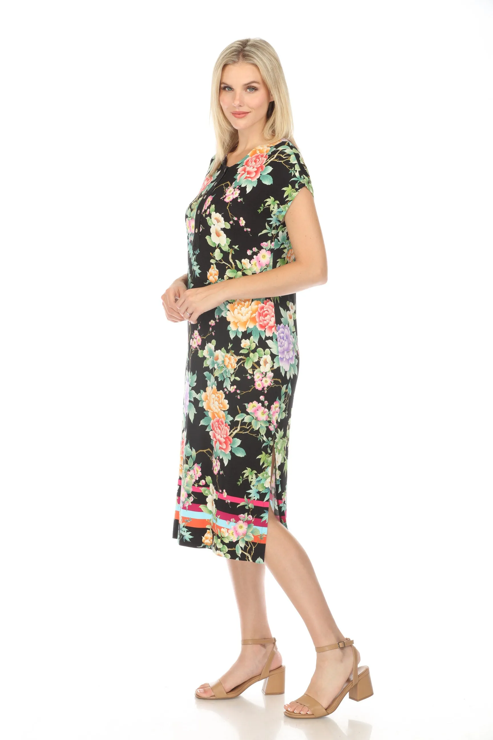 Johnny Was Le Jardin Henley Midi Dress T36124