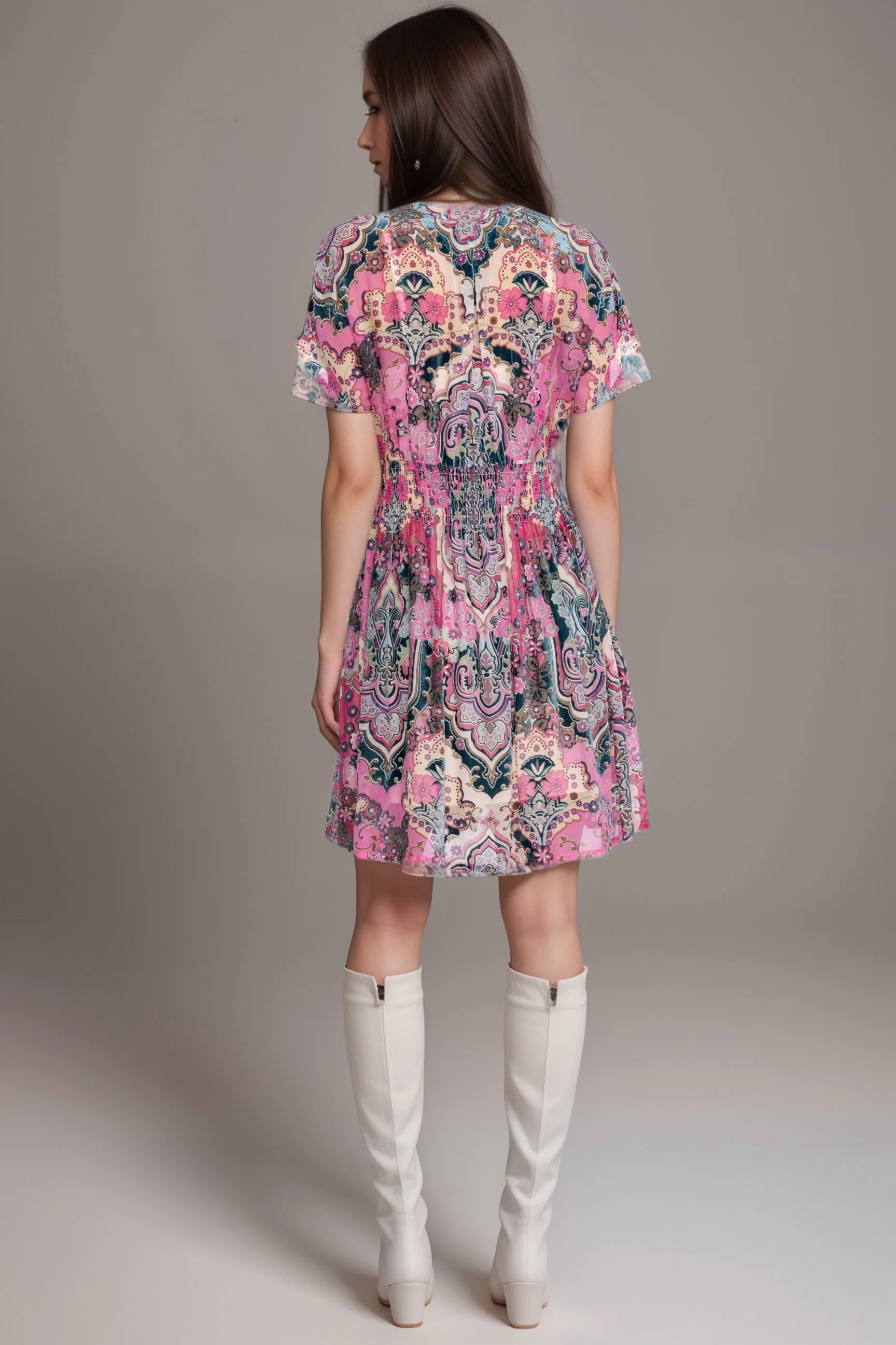 Johnny Was Paisley Thia Burnout Silk Dress C34424A6