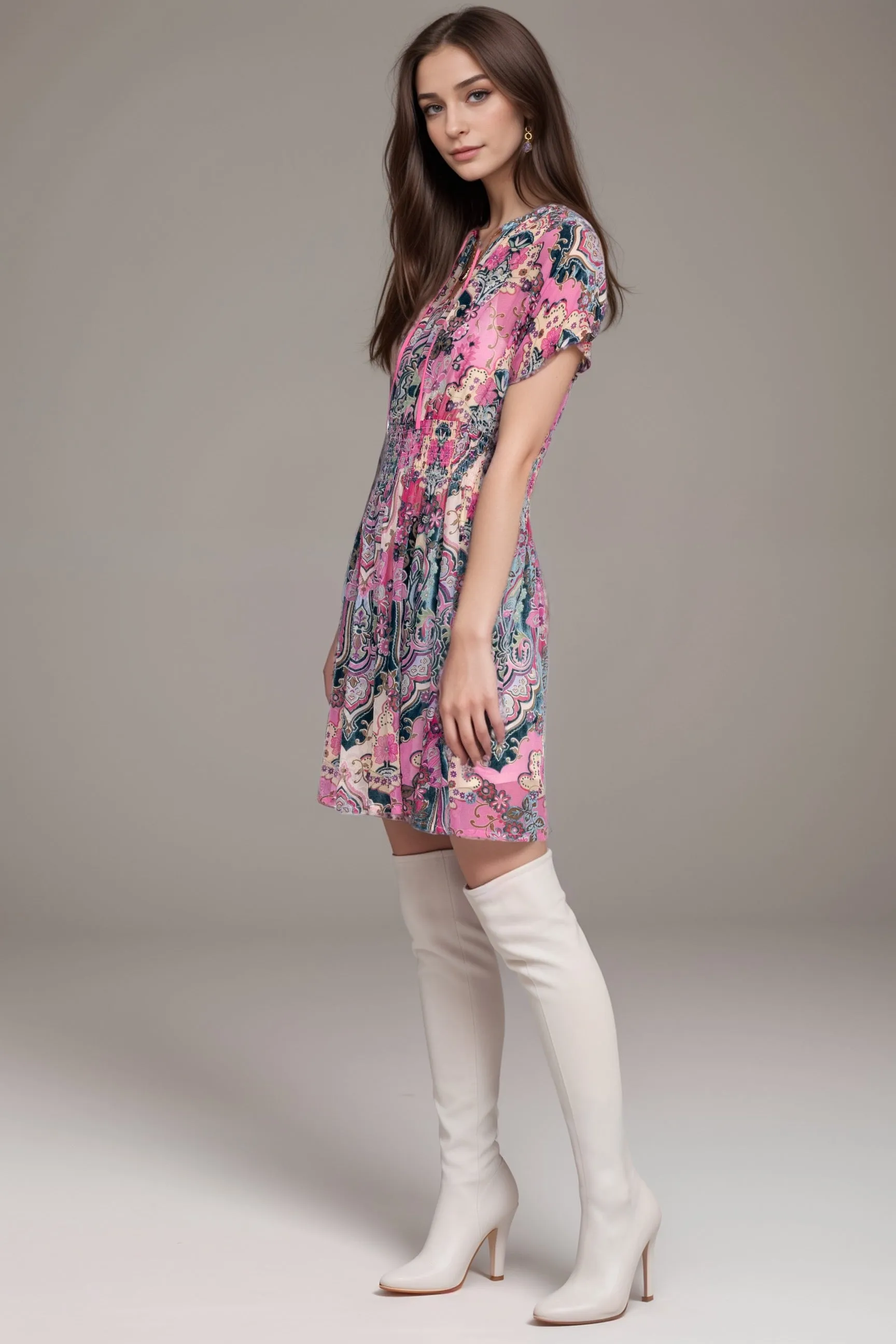 Johnny Was Paisley Thia Burnout Silk Dress C34424A6