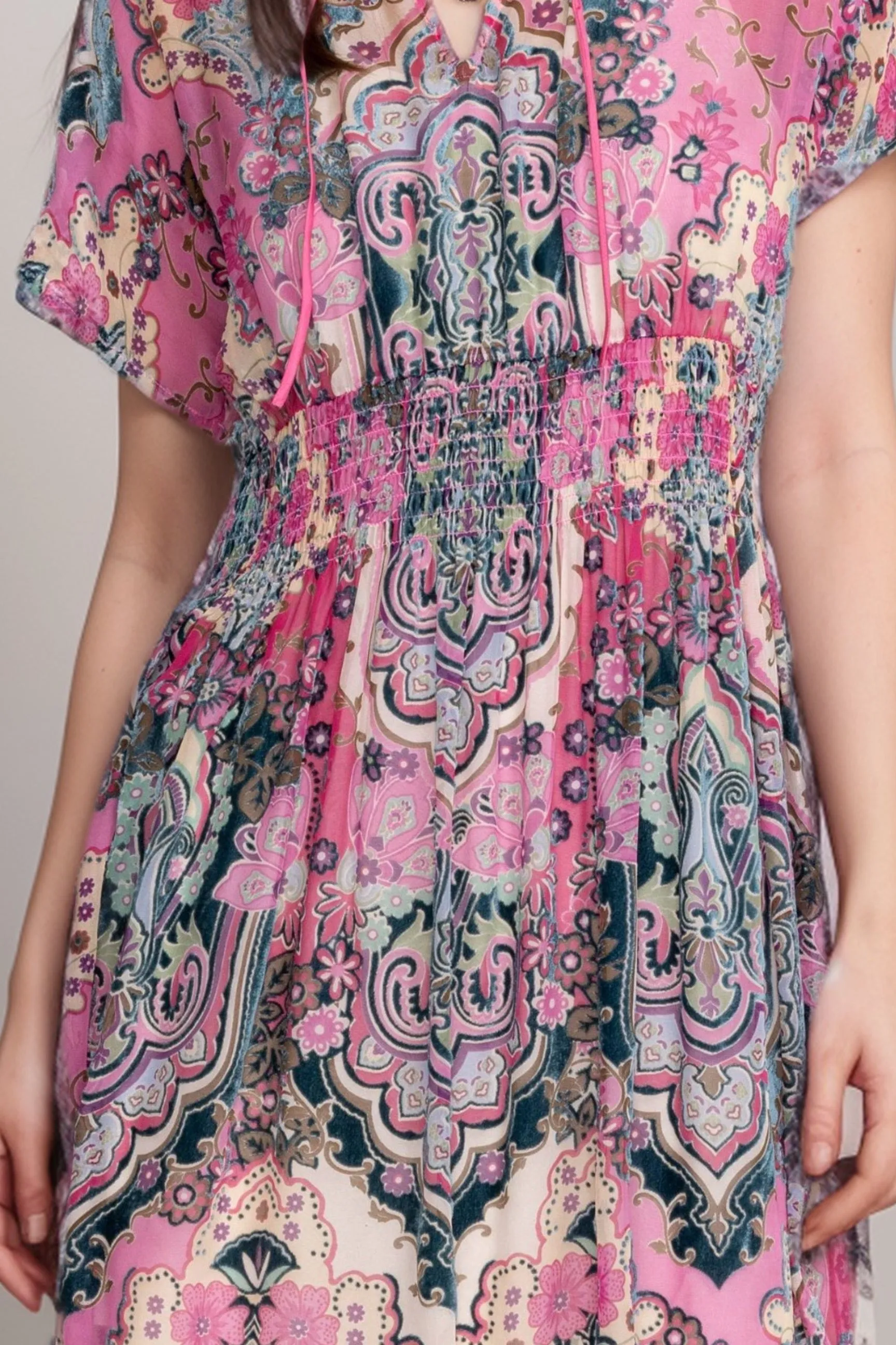 Johnny Was Paisley Thia Burnout Silk Dress C34424A6