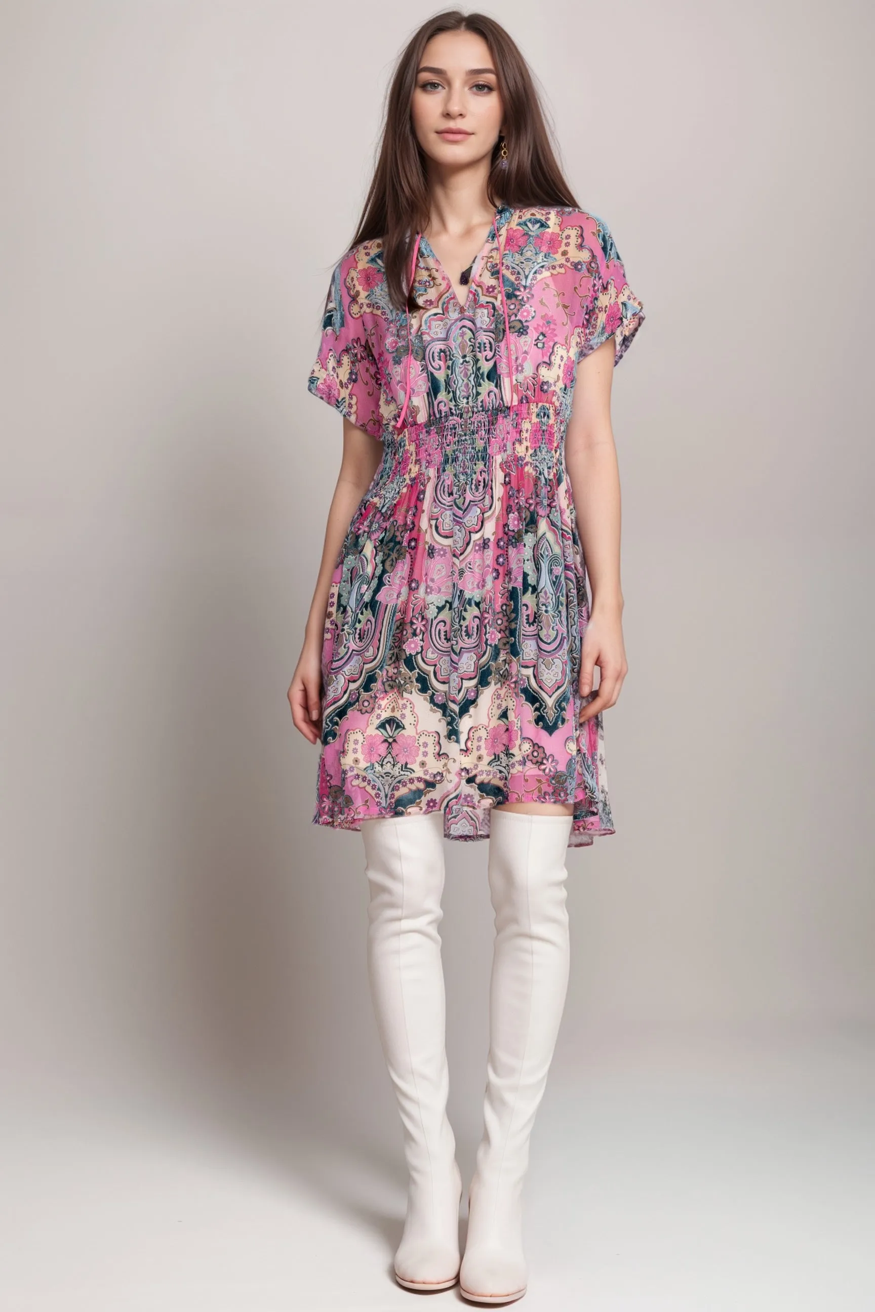 Johnny Was Paisley Thia Burnout Silk Dress C34424A6