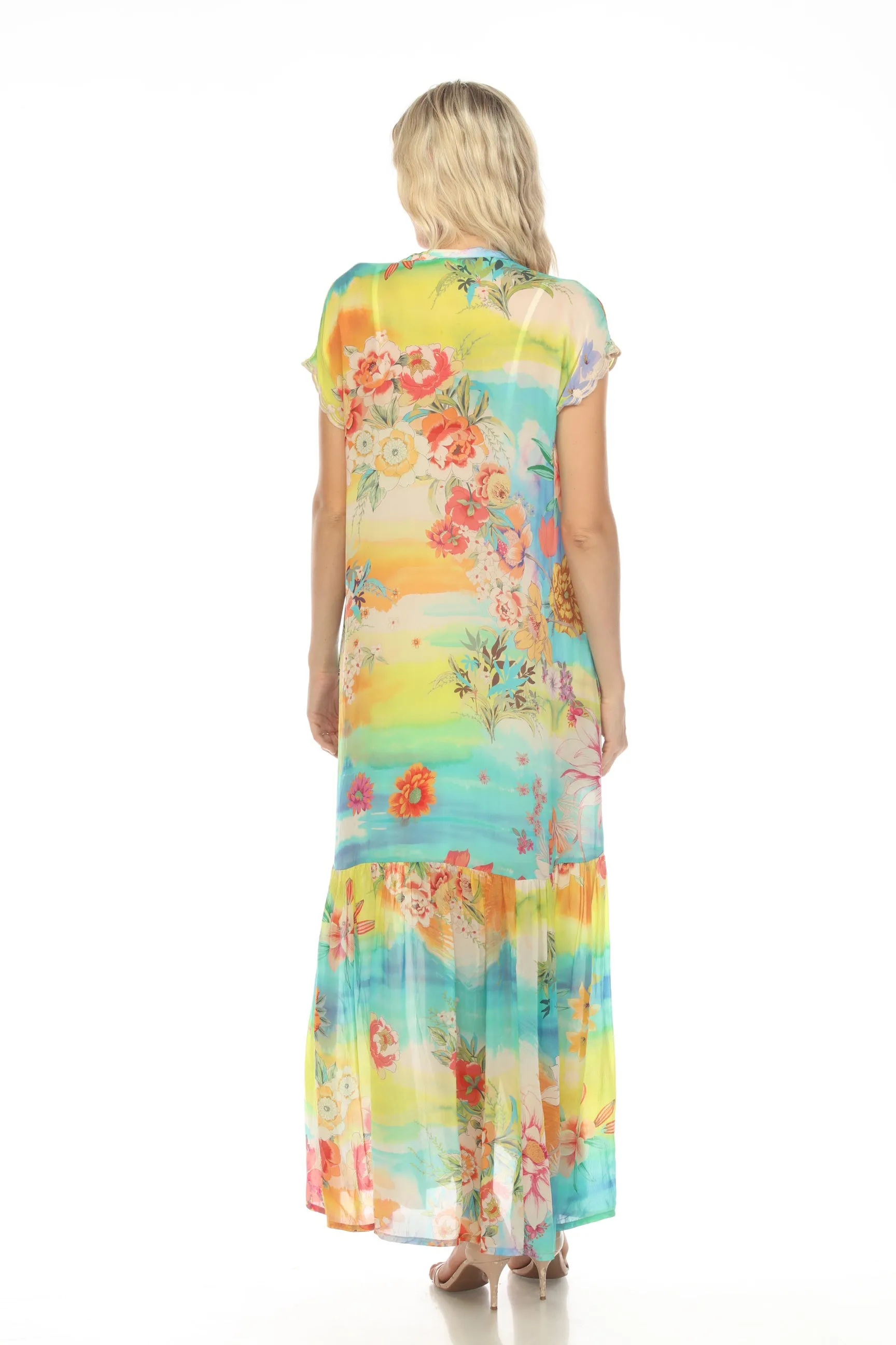 Johnny Was Tie Dye Alba Cap Sleeve Maxi Dress C37223A4