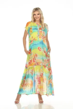 Johnny Was Tie Dye Alba Cap Sleeve Maxi Dress C37223A4