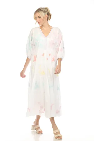 Johnny Was Workshop White Hazel Dolman Tiered Maxi Dress Boho Chic W38323