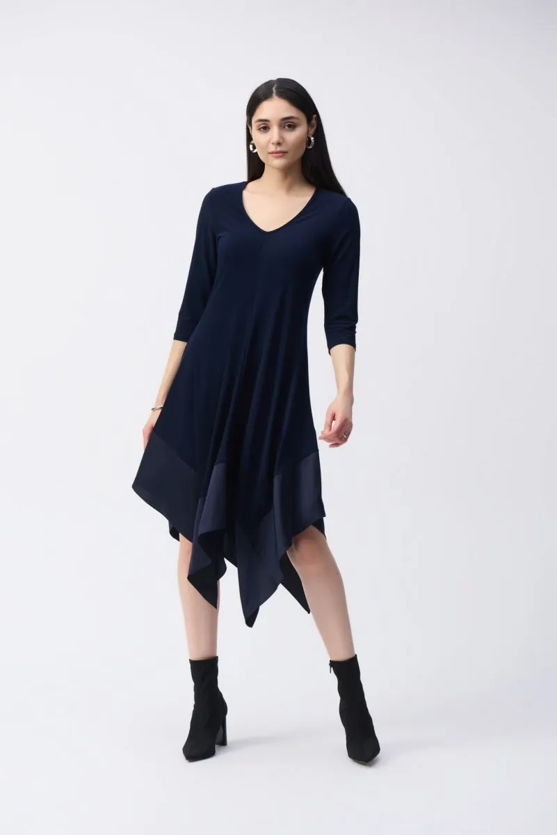 Joseph Ribkoff 3/4 Sleeve Asymmetric Midi Fit And Flare Dress 243092