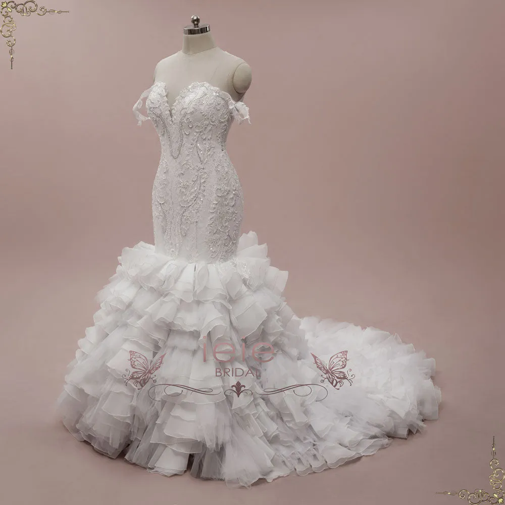 Lace Mermaid Wedding Dress with Ruffle Skirt | OKSANA