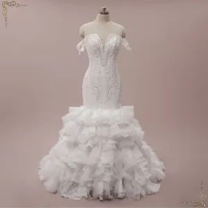 Lace Mermaid Wedding Dress with Ruffle Skirt | OKSANA