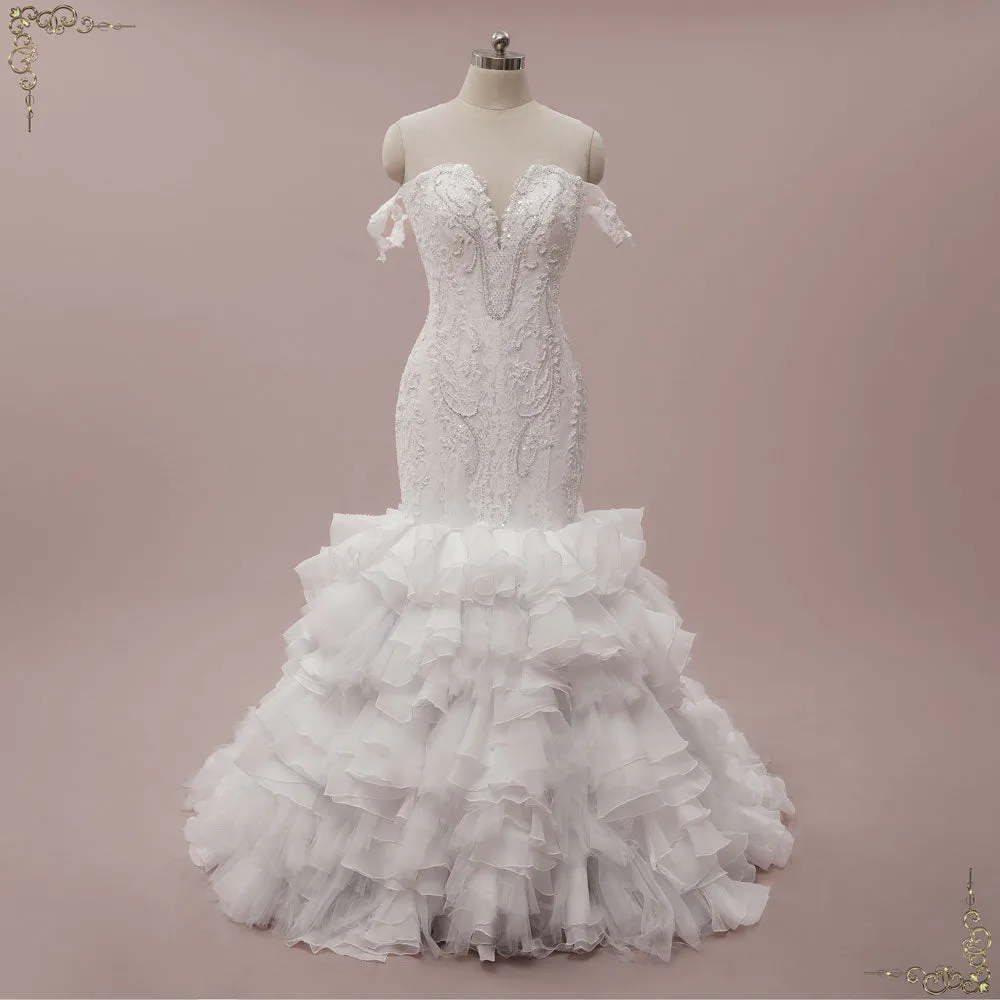 Lace Mermaid Wedding Dress with Ruffle Skirt | OKSANA