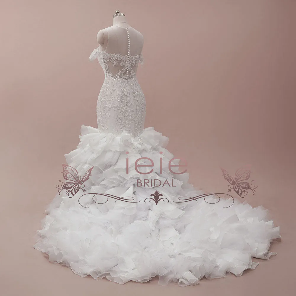 Lace Mermaid Wedding Dress with Ruffle Skirt | OKSANA