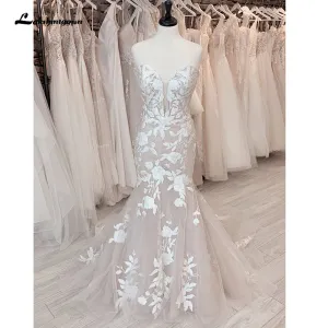 Lakshmigown Lace Wedding Dress for Women 2024 Appliques Bridal Gown Bridal reception Gown Sweep Train vestido de noiva
