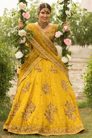 Latest Bridal Mehndi Lehnga in Yellow Color #Y6059