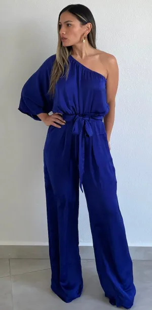 Let Me Entertain Royal One-Shoulder Jumpsuit