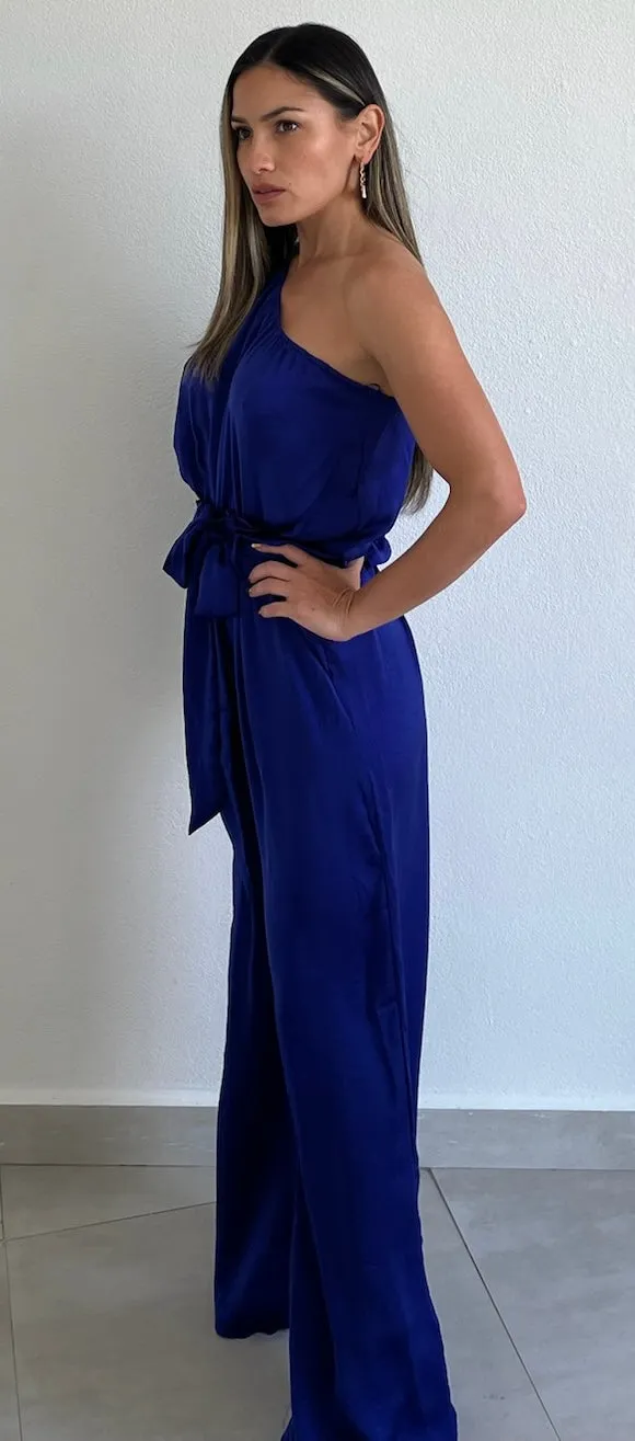 Let Me Entertain Royal One-Shoulder Jumpsuit