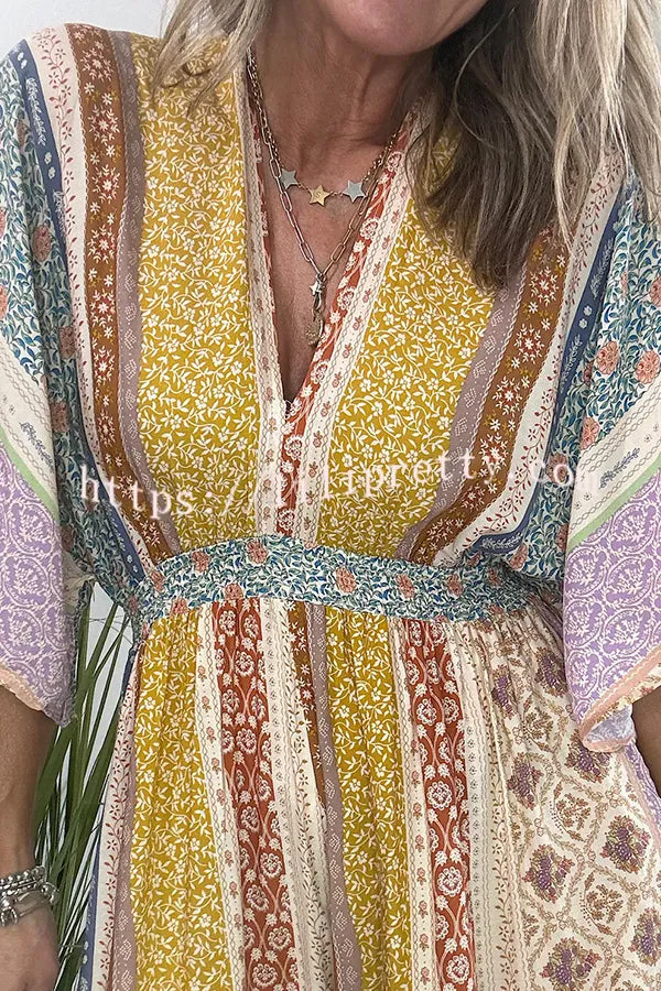 Lilipretty® Last Queen Retro Floral Flare Sleeve Pocketed Loose Wide Leg Jumpsuit
