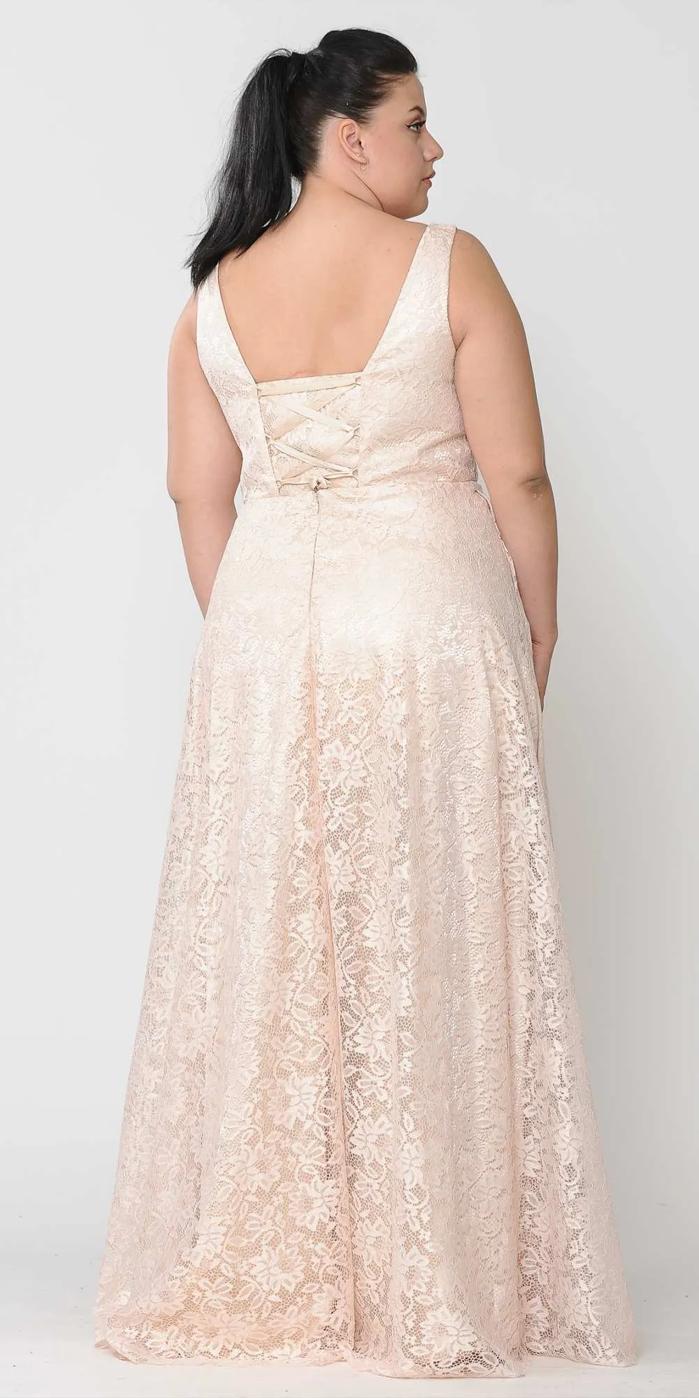 Lindas W1020 V-Neck Lace Print Pocket Details Sleeveless Dress