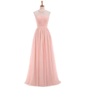 Long Bridesmaid Dress, Chiffon Bridesmaid Dress, Sleeveless Bridesmaid Dress, A-Line Dress for Wedding, Halter Bridesmaid Dress, Floor-Length Bridesmaid Dress, LB0352
