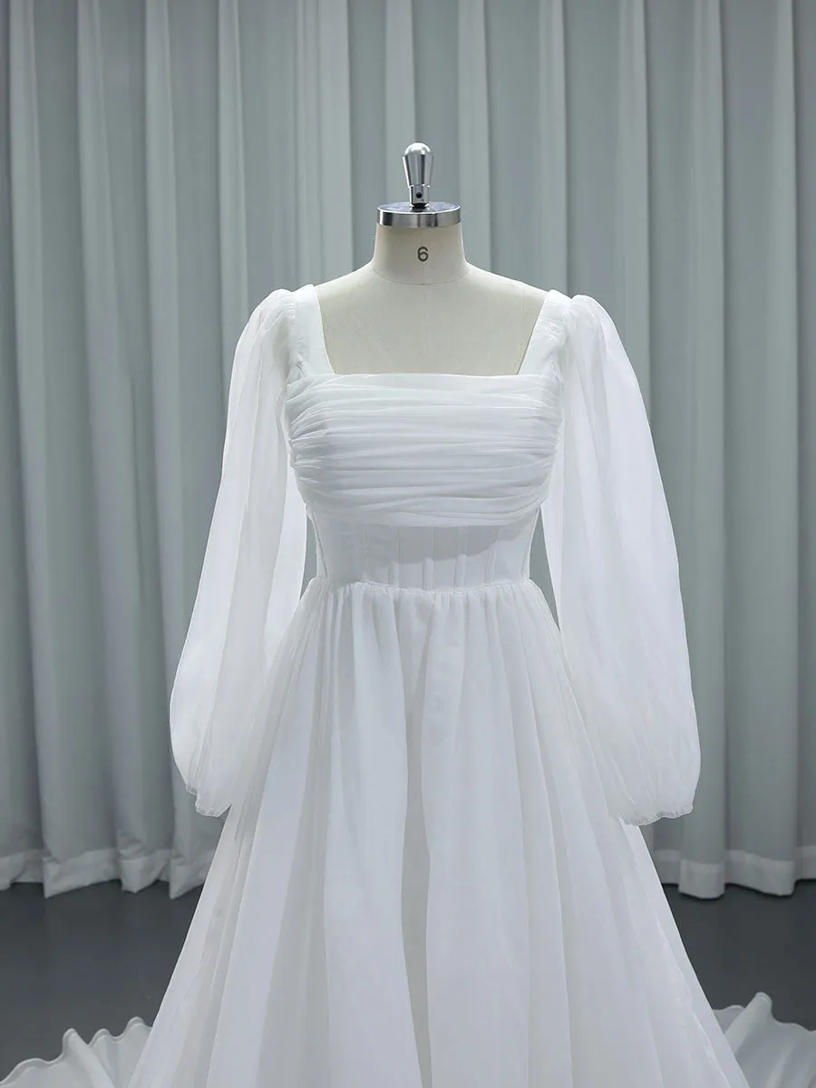 Long Sleeves Colored Wedding Dresses Silk Unique Wedding Dresses with Color YW231150